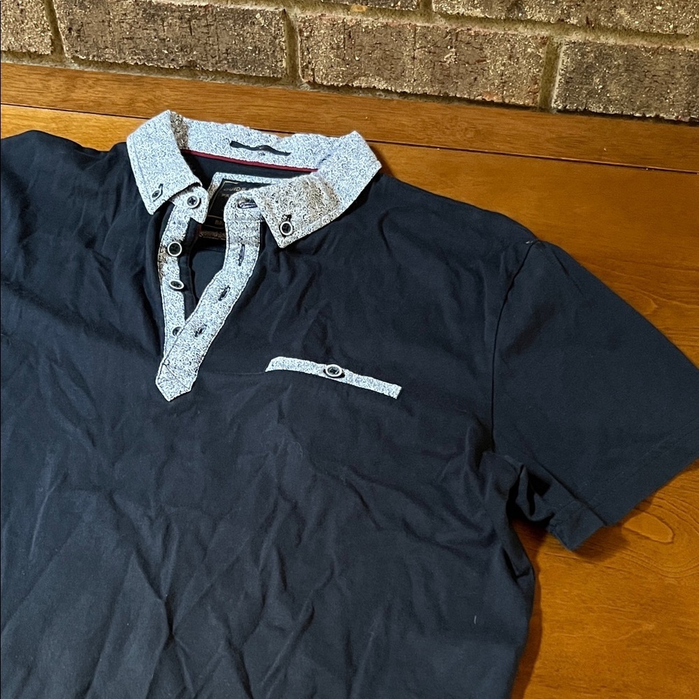 Guide London Men's Navy Polo Shirt with Contrast Collar Medium